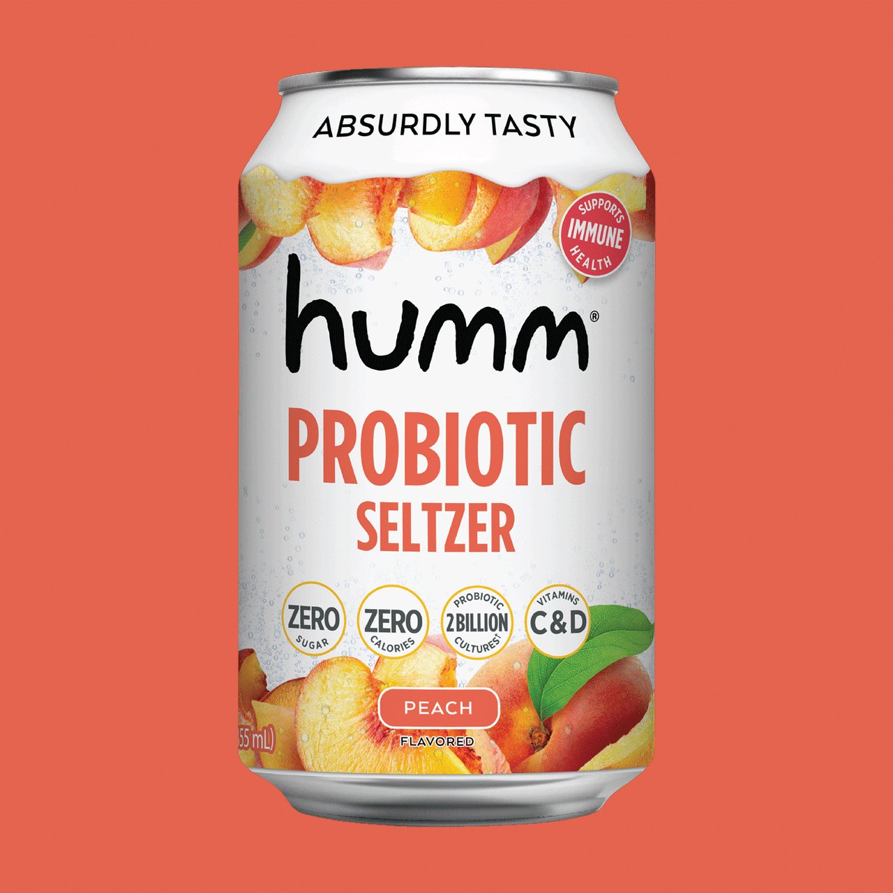 Peach Probiotic Seltzer - Humm Kombucha