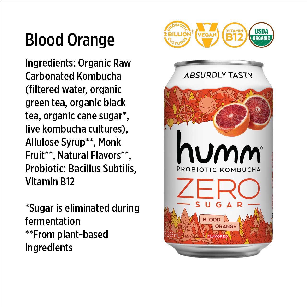Zero Sugar Blood Orange Kombucha