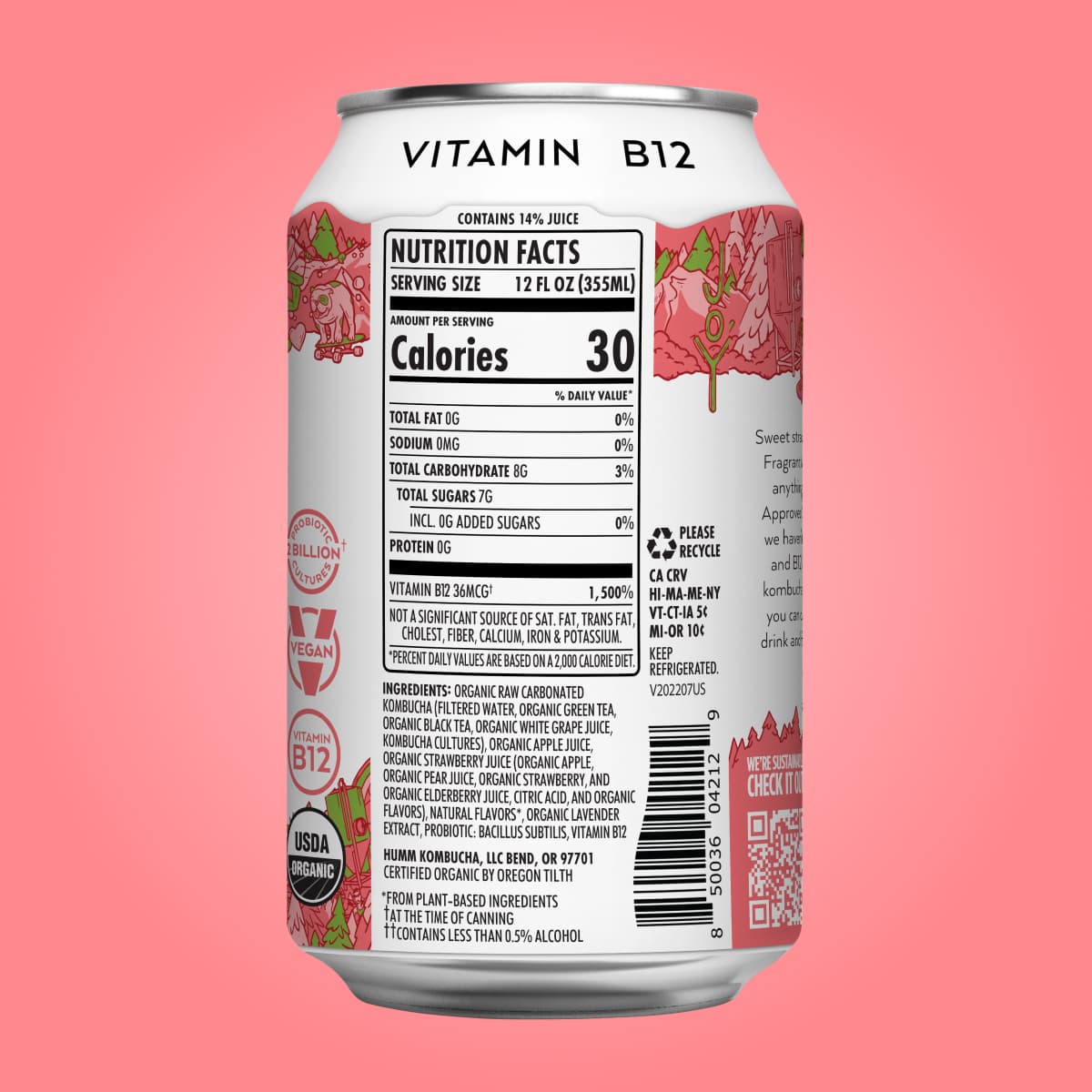 strawberry blossom kombucha nutritional facts
