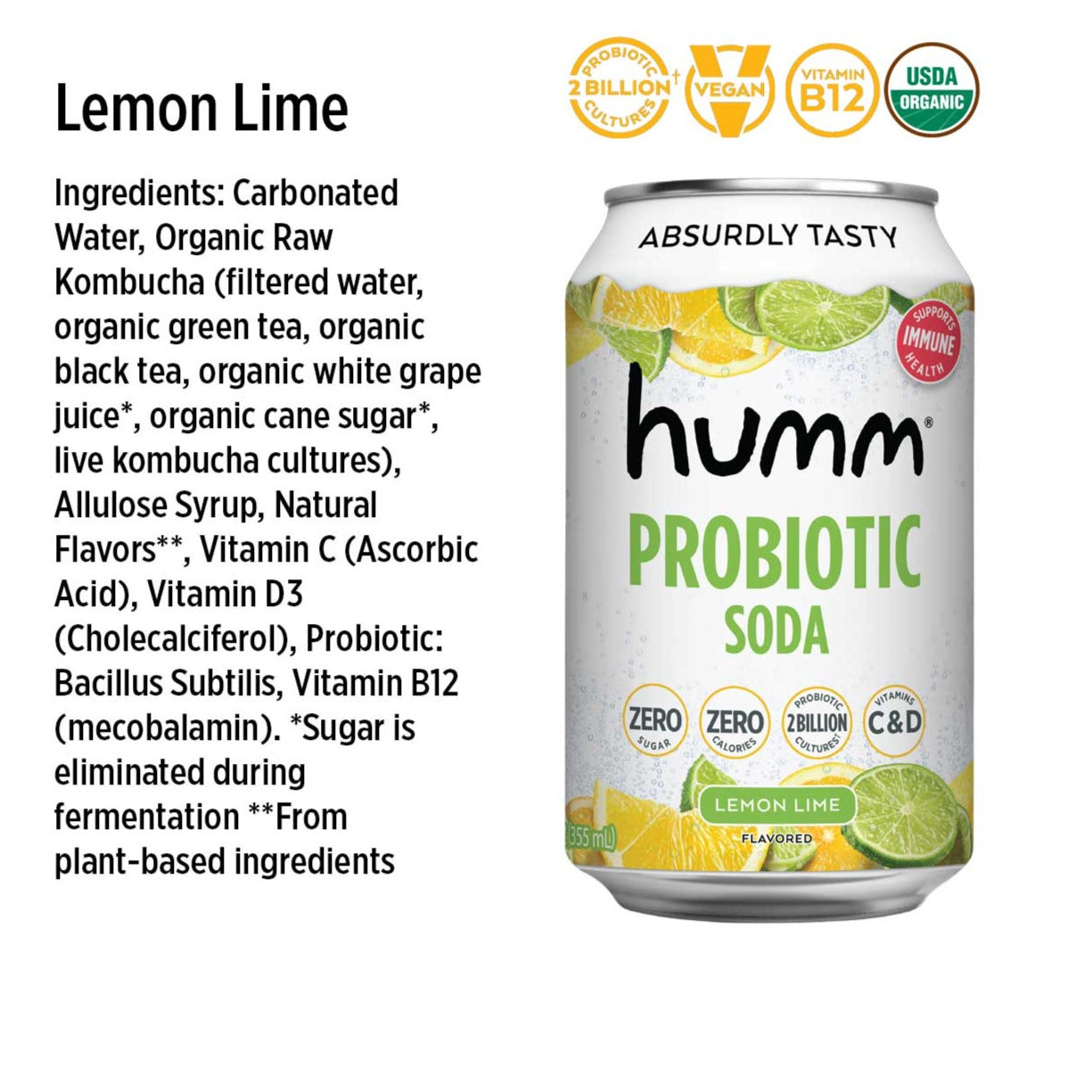 ingredients for lemon lime probiotic soda