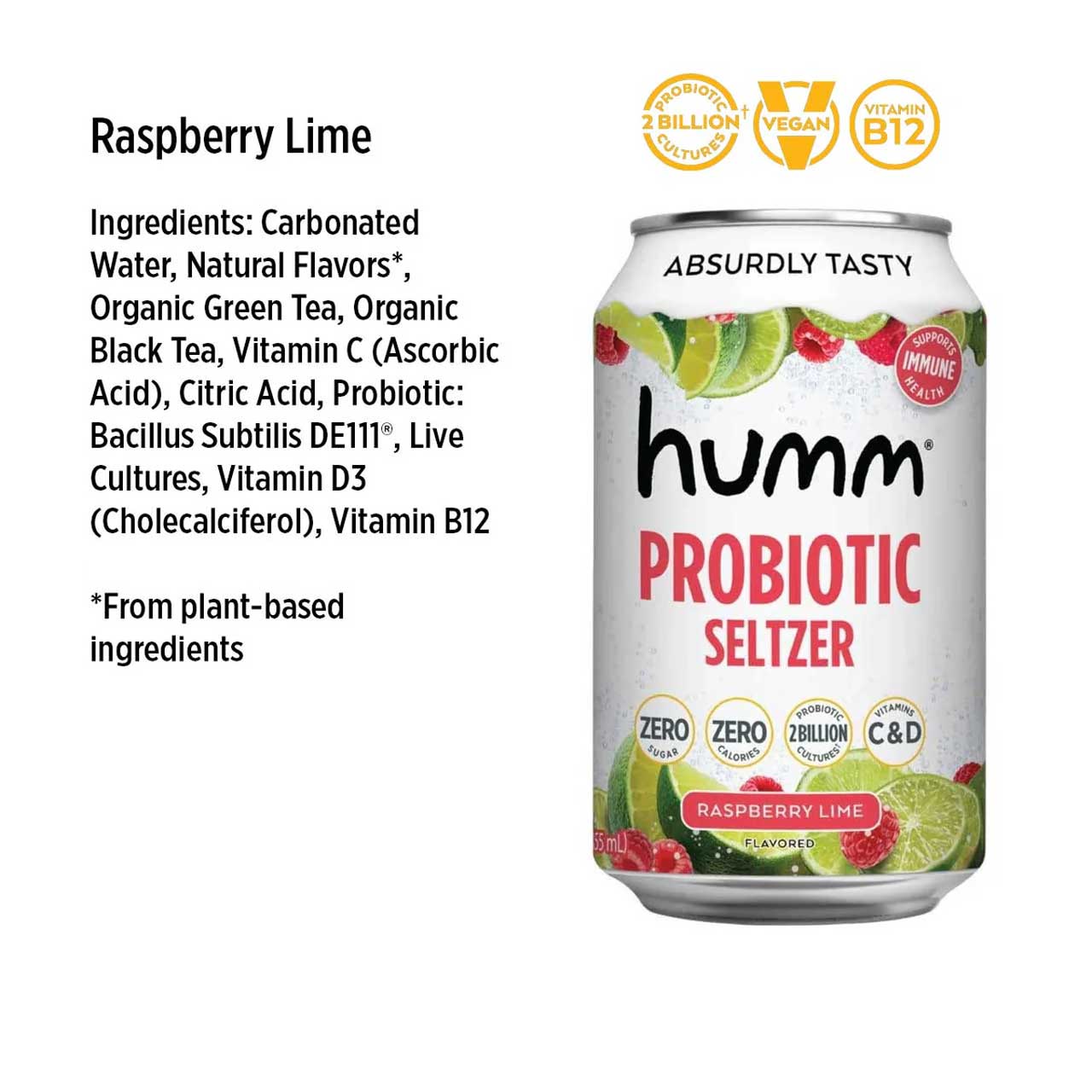 Raspberry Lime Probiotic Seltzer