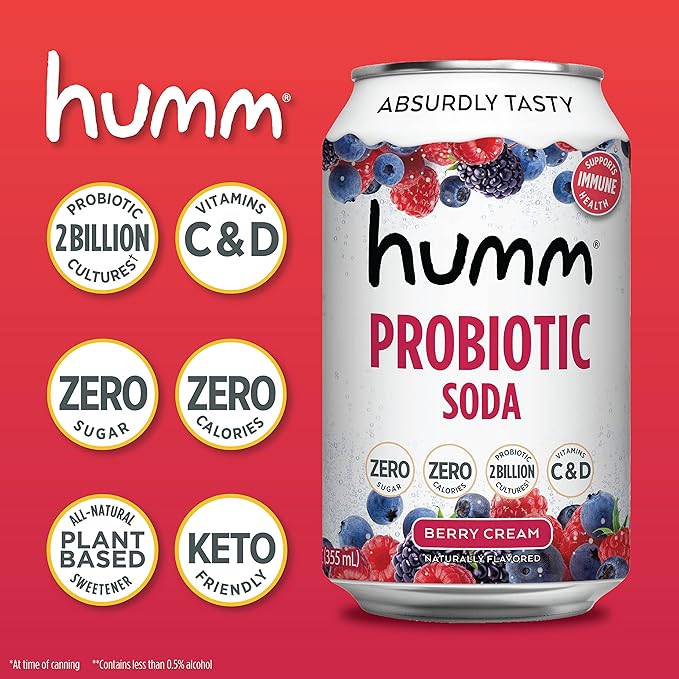 Berry Cream Probiotic Soda - Humm Kombucha