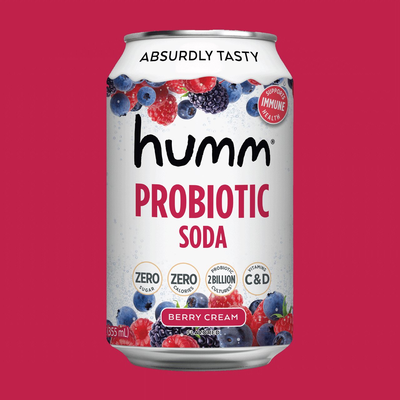 Berry Cream Probiotic Soda - Humm Kombucha