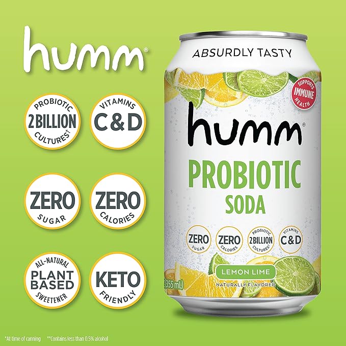 Lemon Lime Probiotic Soda - Humm Kombucha