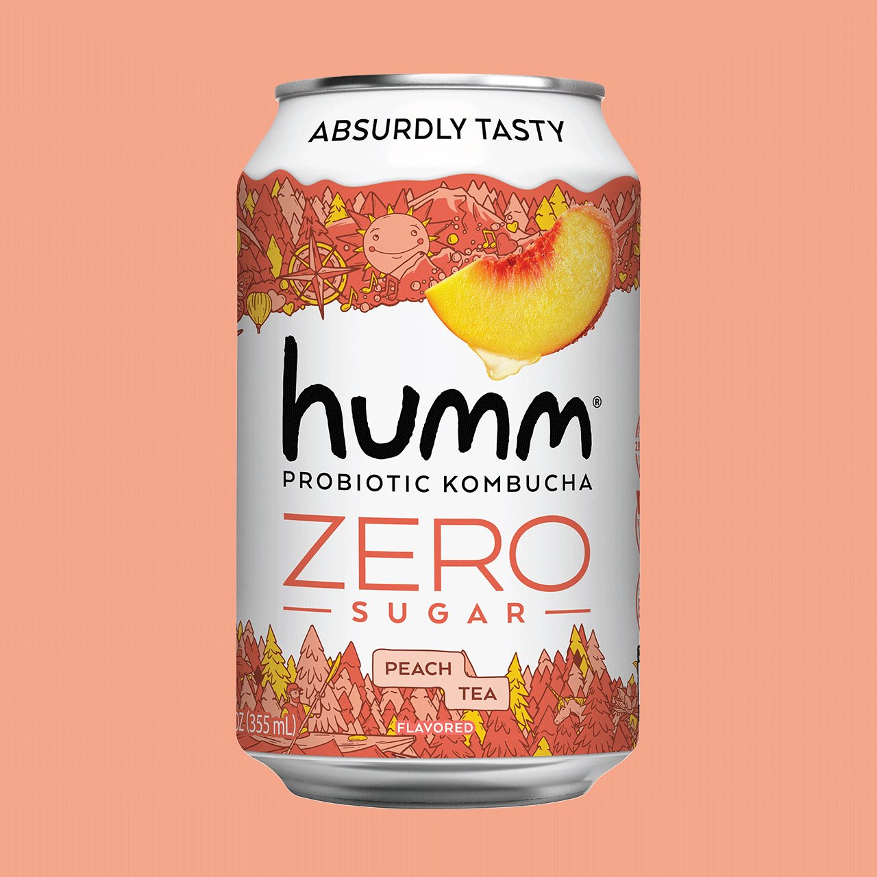 Zero Sugar Peach Tea Kombucha - Humm Kombucha