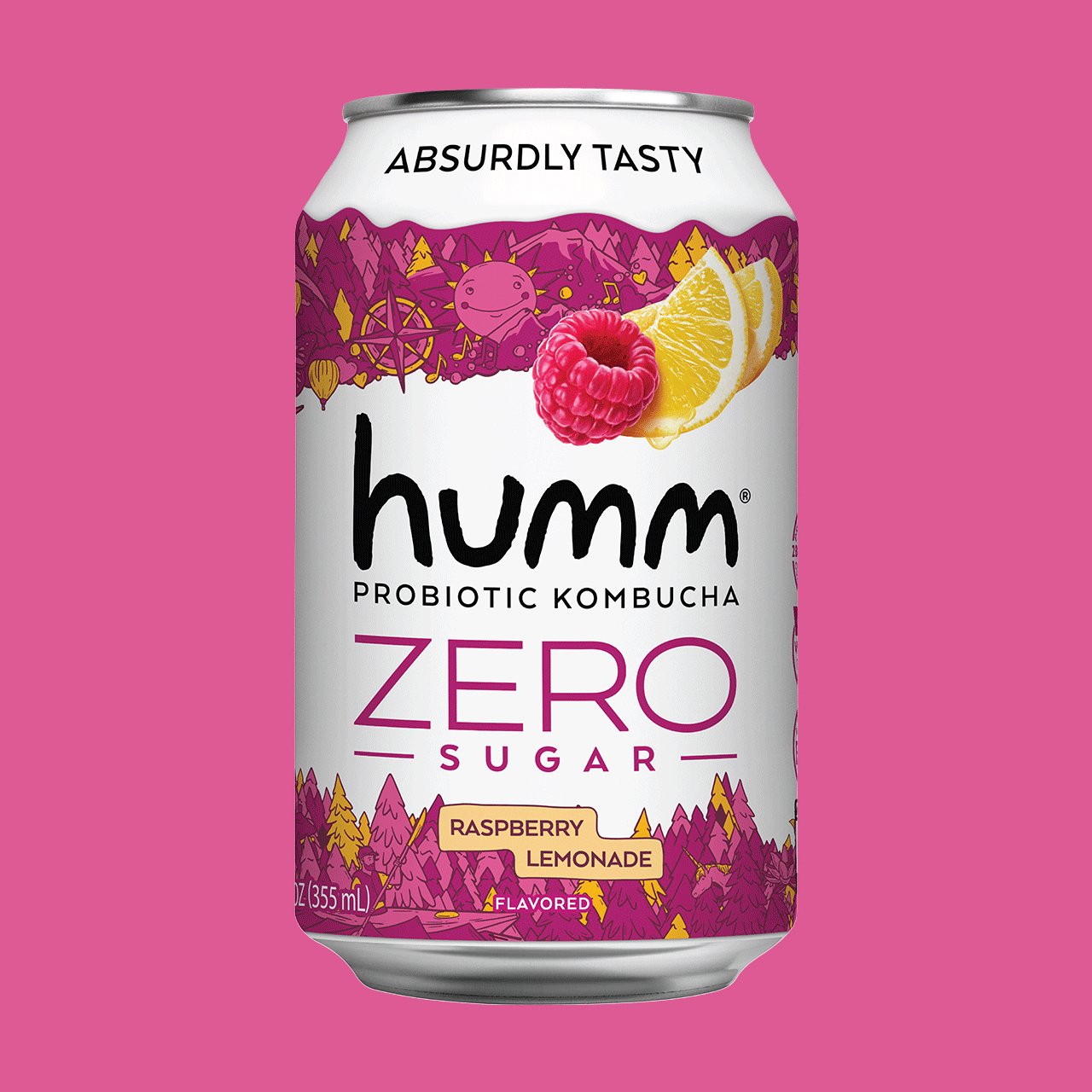 Zero Sugar Raspberry Lemonade Kombucha - Humm Kombucha